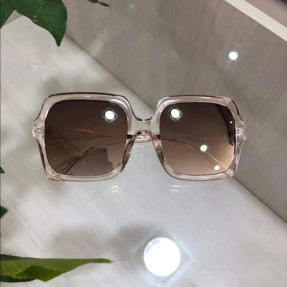 Sunglasses square oversize summer women champagne black pink luxury - Picture 6 of 14